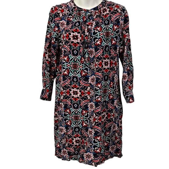 Ann Taylor Loft Womens 3/4 Sleeve Print Floral Shirt Dress Lightweight Tunic S - Picture 1 of 16